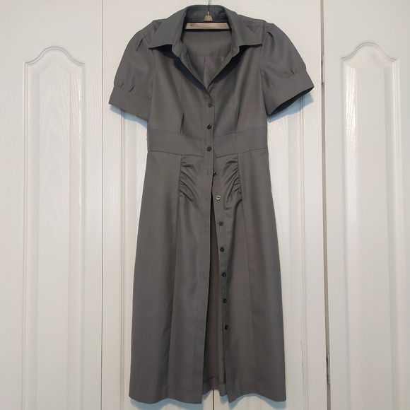 Calvin Klein Dresses & Skirts - Calvin Klein gray grey midi dress collar buttons